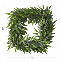 Pure Garden 22 in. Square Artificial Ficus Microphylla Leaf Wreath, Green thumbnail 2