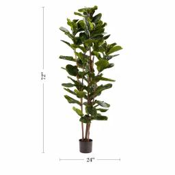 Pure Garden 72 in. Artificial Fiddle Leaf Fig Tree with Black Pot thumbnail 2