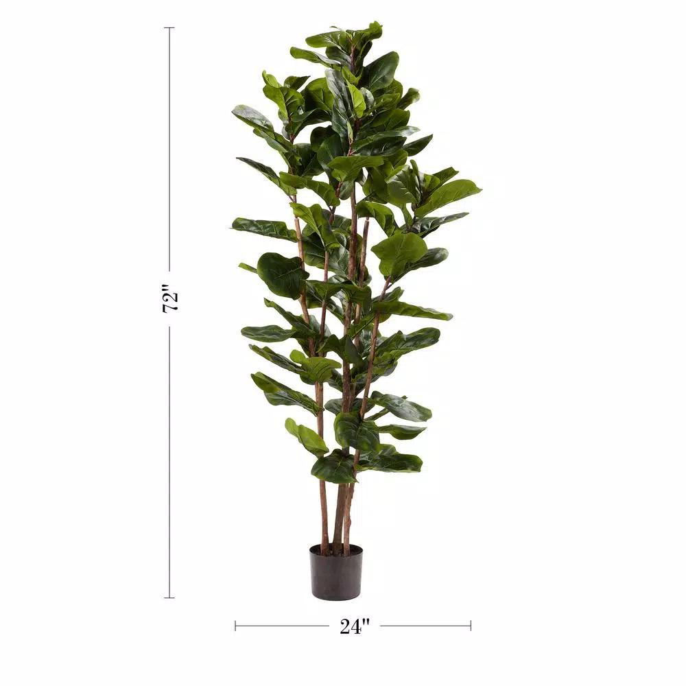 Pure Garden 72 in. Artificial Fiddle Leaf Fig Tree with Black Pot