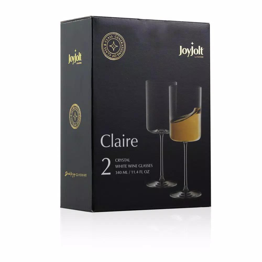 JoyJolt Claire 11 oz. White Wine Glasses, Set of 4 - Lead-Free Crystal