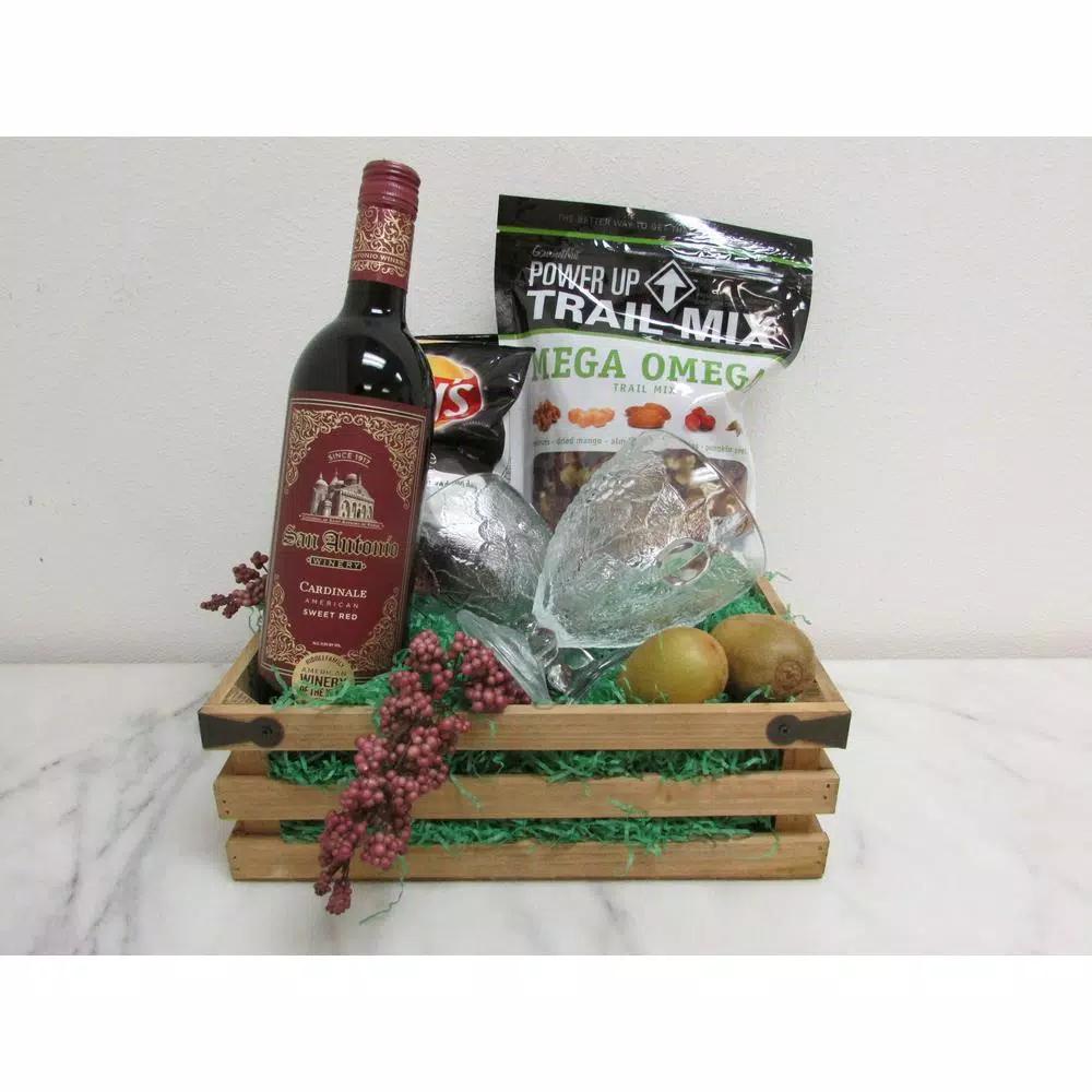 Admired By Nature Natural Wood Small Shallow Rectangle Crate with Metal Corner Design, Set of 2