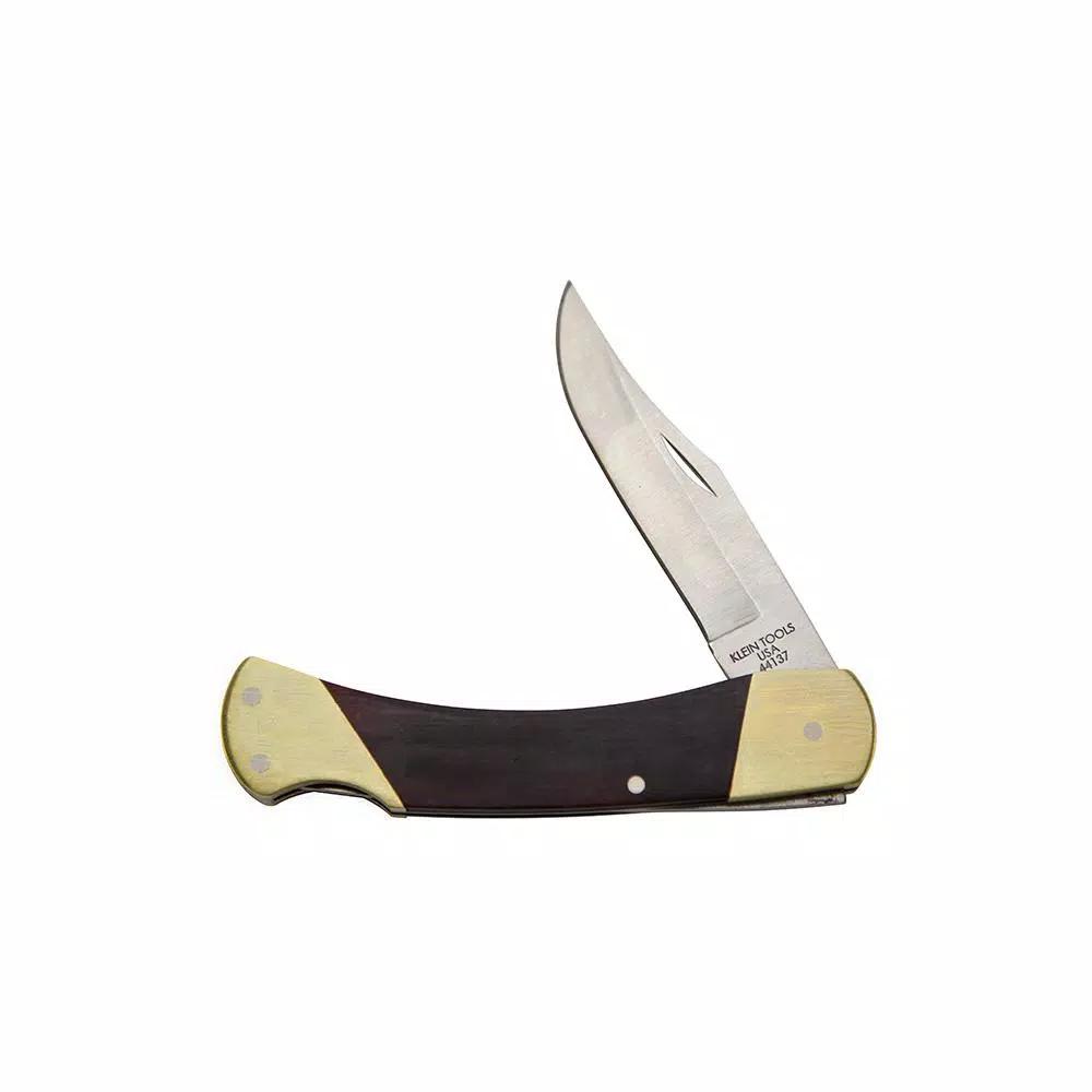 Klein Tools Klein's Sportsman Folding Knife with Ebony Wood Handle and Stainless Steel Clip Point Blade