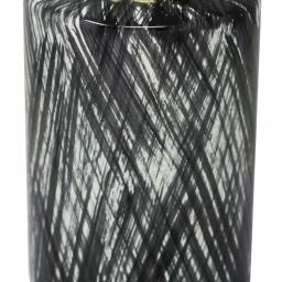 Benjara Black and White Ceramic Lidded Ginger Jar with Criss Cross Pattern and Gold Lid thumbnail 4