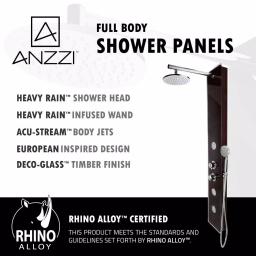 ANZZI Pure 59 in. 3-Jet Full Body Shower Panel System, Mahogany Deco-Glass with Heavy Rain Head & Handheld Sprayer thumbnail 3