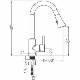 Vanity Art Brushed Nickel Single-Handle Pull-Down Kitchen Faucet with 360 Degree Swivel Spout thumbnail 7