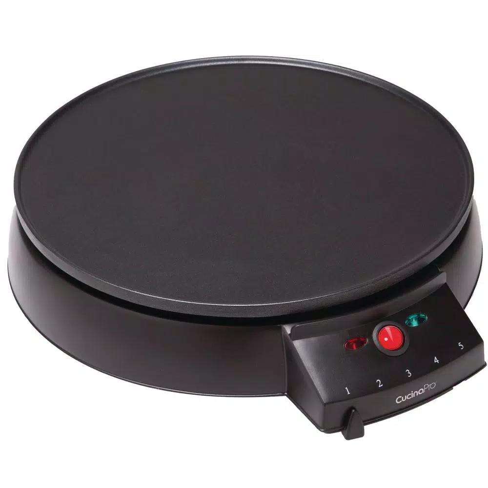 CucinaPro 12 in. Non-Stick Electric Griddle and Crepe Maker, 1000W, Black