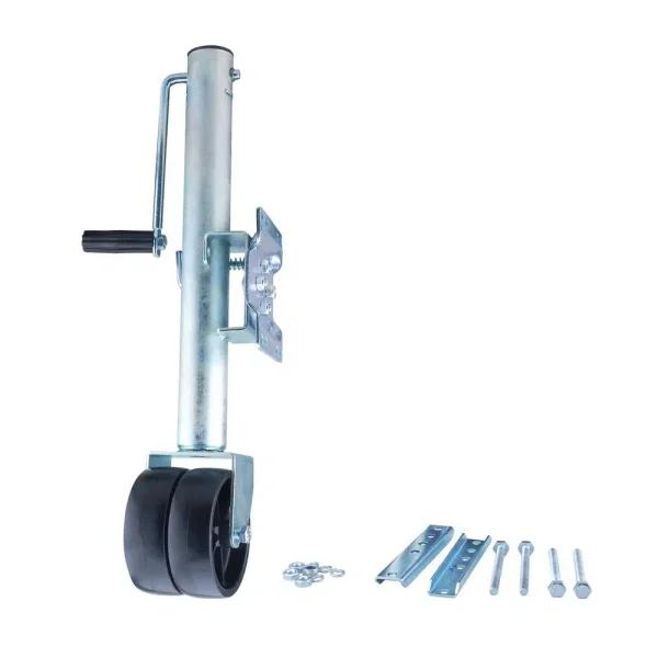 Max Load 2000 lb. Capacity Side Wind Trailer Jack with Dual Wheels and Horizontal Mounts