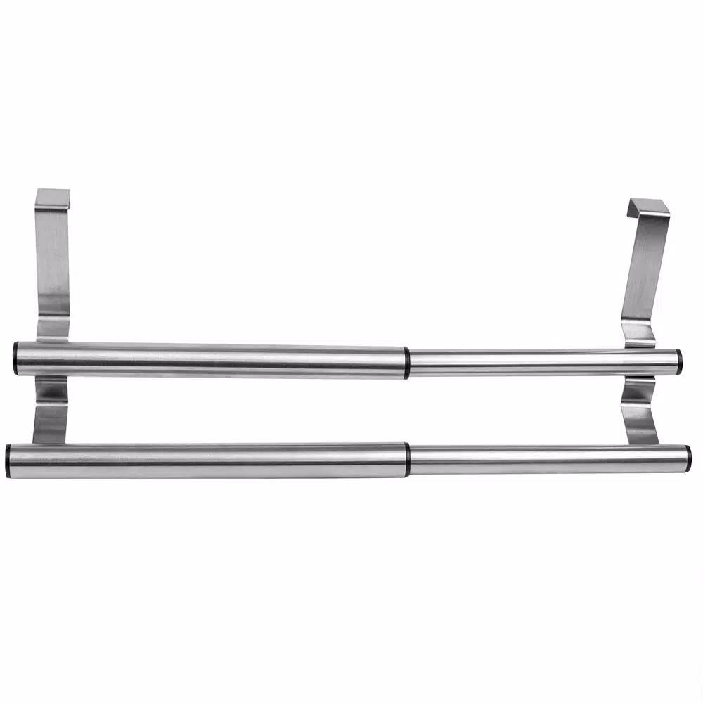 Unbranded Expandable 2-Tier Steel Over the Cabinet Door Towel Rack - Silver