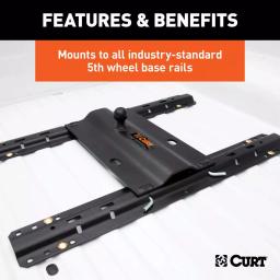 CURT Bent Plate 5th Wheel Rail Gooseneck Hitch with 2-5/16" Offset Ball thumbnail 12