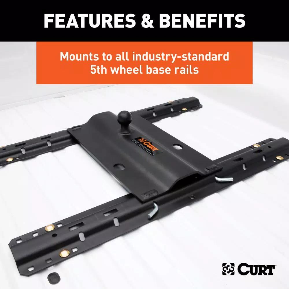CURT Bent Plate 5th Wheel Rail Gooseneck Hitch with 2-5/16" Offset Ball