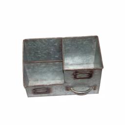 Benzara 3-Bin Galvanized Metal Tissue Box and Organizer with Label Slots thumbnail 3