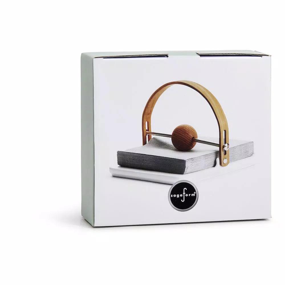Sagaform Nature Napkin Holder - Oak, Stoneware and Stainless Steel