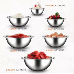 NutriChef 6-Piece Stainless Steel Kitchen Mixing Bowls Set thumbnail 4