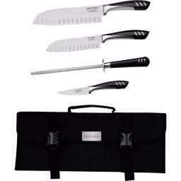 Top Chef 5-Piece Stainless Steel Knife Set with Portable Carry Pouch thumbnail 2