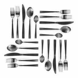 Megachef Cravat 20-Piece Matte Black Flatware Set, 18/10 Stainless Steel Silverware Service for 4 thumbnail 5