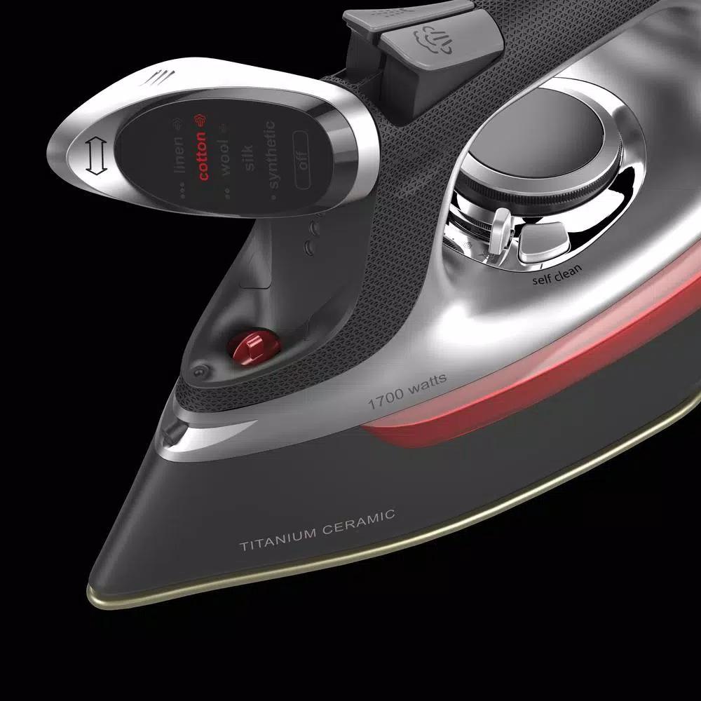 CHI Electronic Steam Clothing Iron with Titanium-Infused Ceramic Soleplate and Retractable Cord