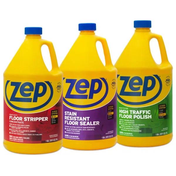 Zep Professional Floor Maintenance Combo: HD Floor Stripper & High-Traffic Floor Polish with Sealer (3-Pack)