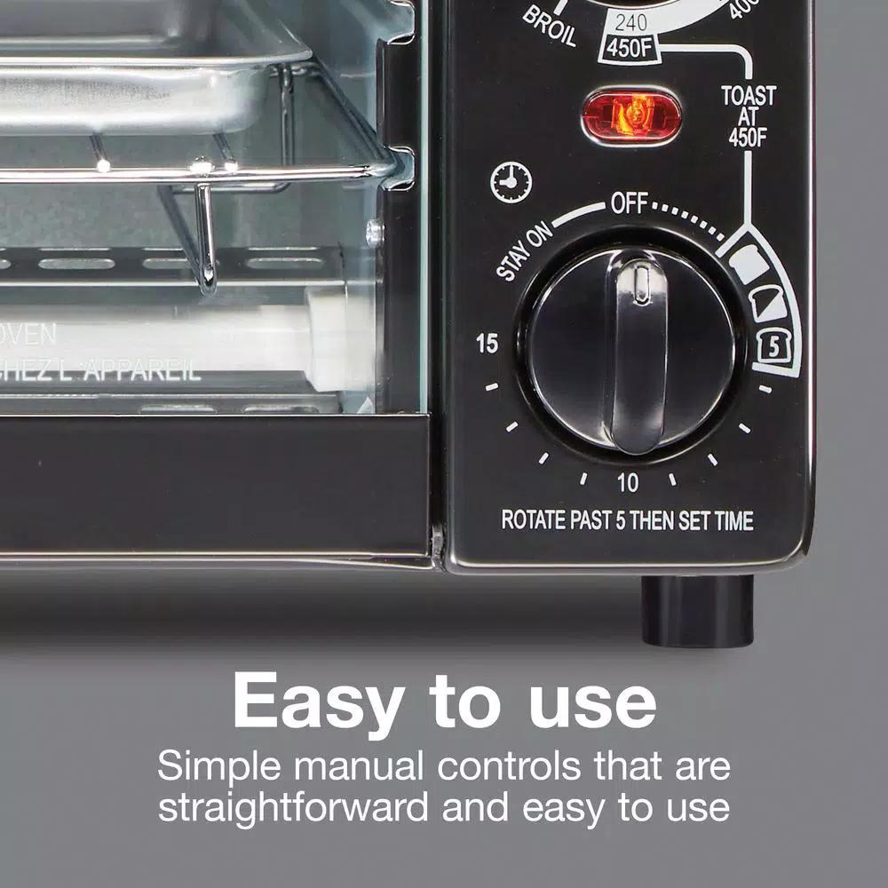 Proctor Silex 31118 4-Slice Toaster Oven Broiler, 1000W, Black