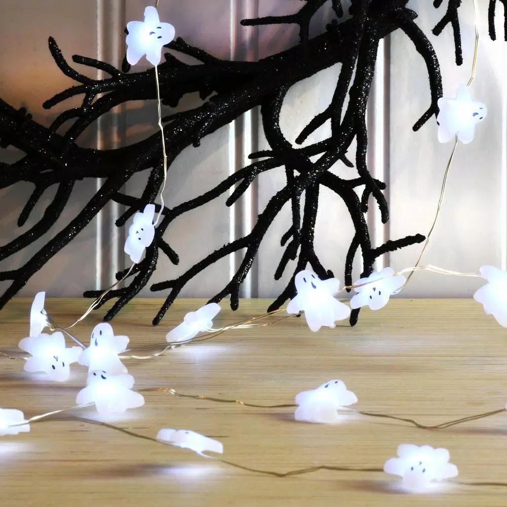 LUMABASE 8 ft. 40-Light Battery Operated LED Ghost String Lights, Waterproof Submersible Set of 2