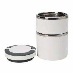 Kitchen Details White 2-Tier Round Twist Stainless Steel Insulated Lunch Box thumbnail 5