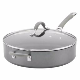 Circulon Elementum 5 qt. Hard-Anodized Aluminum Nonstick Saute Pan with Glass Lid, Oyster Gray thumbnail 1