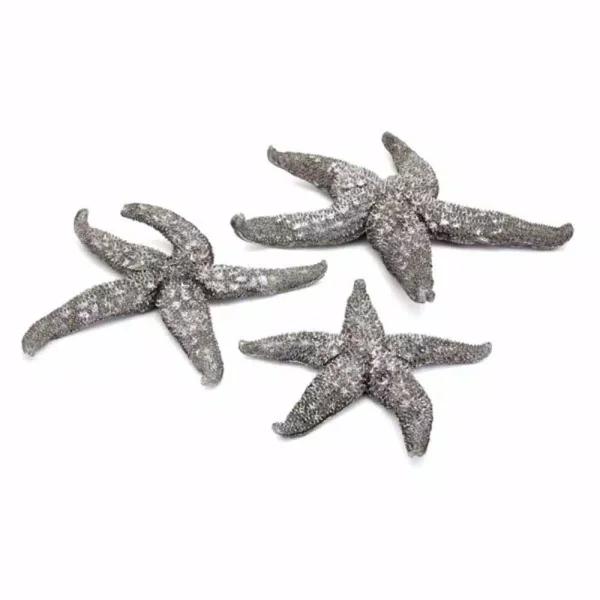 IMAX Magali Silver Starfish Wall Decor Set of 3 - Distressed Gray Polystone Sculptures