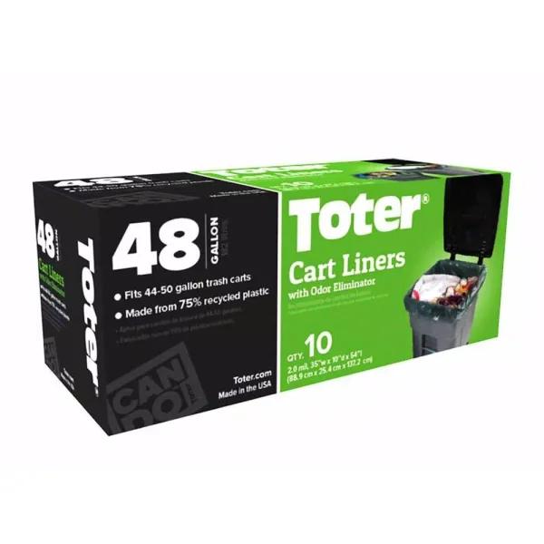 Toter 48 Gallon Trash Can Liners, 2 Mil Thick, 10-Count