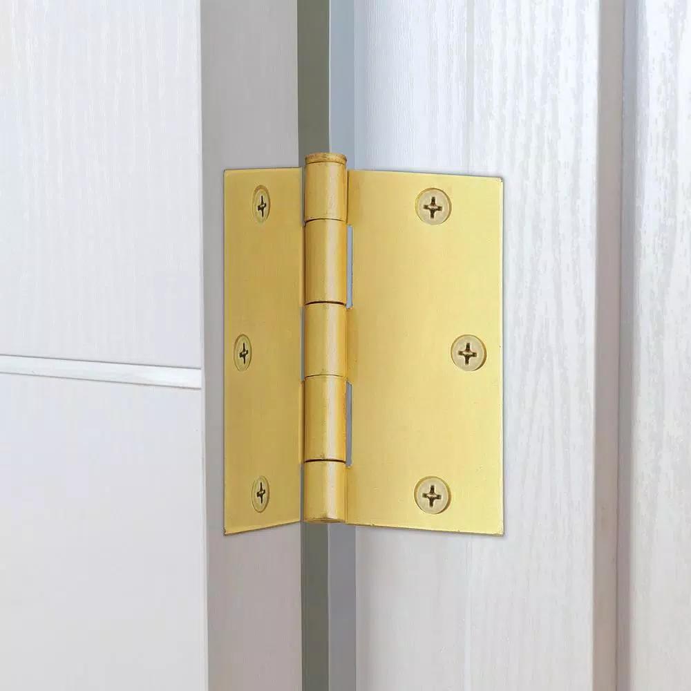 Design House 3.5 in. Square Corner Door Hinge, Satin Brass, 10-Pack