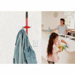 Alpine Industries Single Wall Mounted Mop and Broom Holder with 2 Hooks thumbnail 3