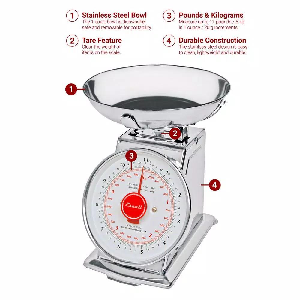 Escali Mercado Analog Food Scale with Stainless Steel Bowl