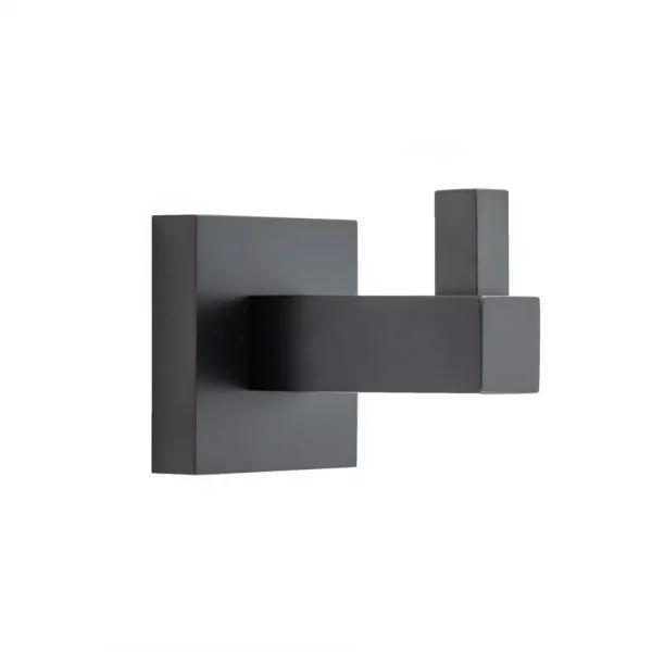 Italia Trieste Single Robe Hook, Matte Black, Solid Brass