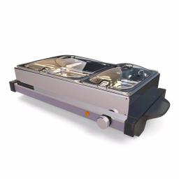 NutriChef 21.9 in. Stainless Steel Dual Plate Electric Food Warming Tray Buffet Server thumbnail 3