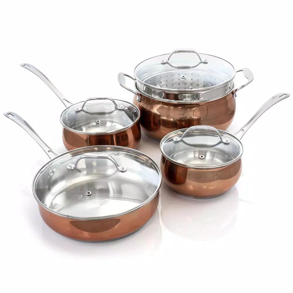Oster Carabello 9-Piece Stainless Steel Nonstick Cookware Set with Copper Finish