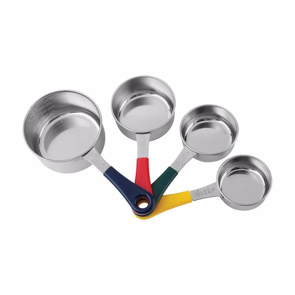 Fox Run 4-Piece Stainless Steel Measuring Cup Set with Color-Coated Handles