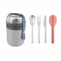 BergHOFF Leo Travel Lunch Set (5-Piece) - Dual Container Lunch Pot with 4pc Travel Flatware and Silicone Sleeve thumbnail 5