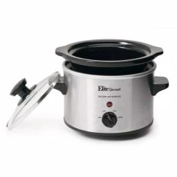 Elite 1.5 Qt. Stainless Steel Mini Slow Cooker with Removable Stoneware Pot thumbnail 1