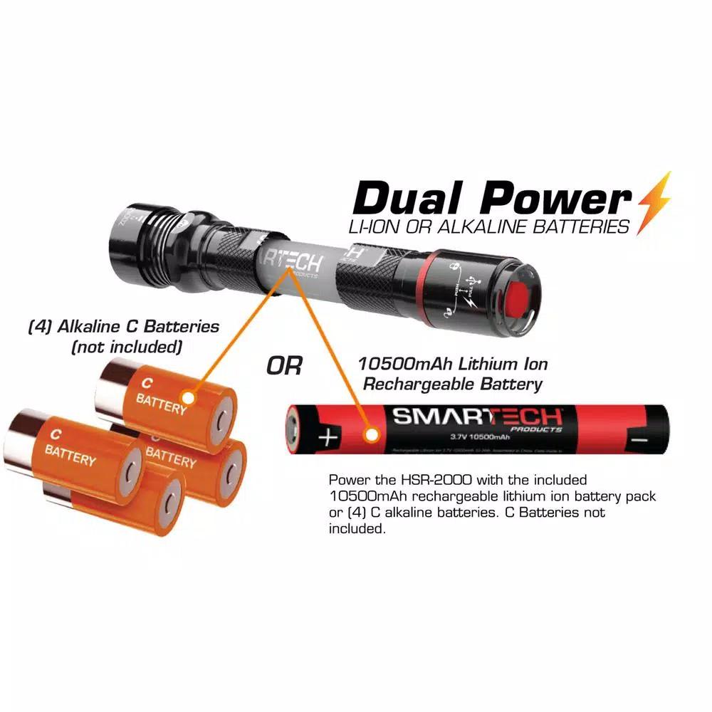 Smartech Products DuoTec HSR-2000 2000 Lumen LED Flashlight and 10500 mAh Power Bank Dual Powered Rechargeable Multi-Tool