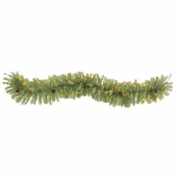 Nearly Natural 6 ft. Pre-Lit Artificial Pine Christmas Garland with 50 Warm White LED Lights and Pine Cones thumbnail 1