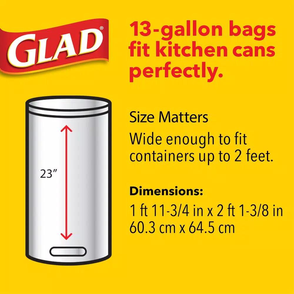 Glad ForceFlex 13 Gallon Tall Kitchen Drawstring Trash Bags with Febreze Gain Original Scent, 40 Count