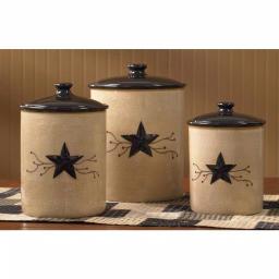 Park Designs Star Vine Beige 3-Piece Ceramic Canister Set with Airtight Lids thumbnail 3