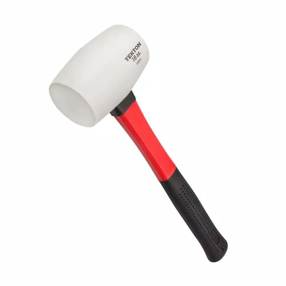 TEKTON 16 oz. White Rubber Mallet with Fiberglass Handle