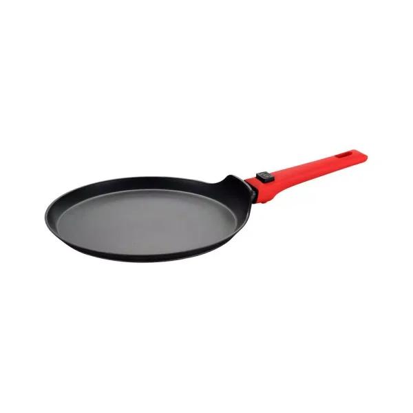 AMERCOOK 9.5 in. Aluminum Nonstick Crepe Pan with Detachable Handle, Greblon C2+ Ceramic Coating, Induction Compatible