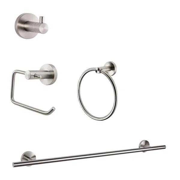 Lexora Bagno Nera 4-Piece Bath Hardware Set, Satin Nickel Stainless Steel