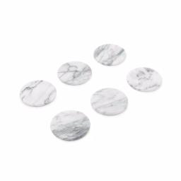 Fox Run White Marble Coasters, Set of 6, Natural Stone with Cork Underside thumbnail 1