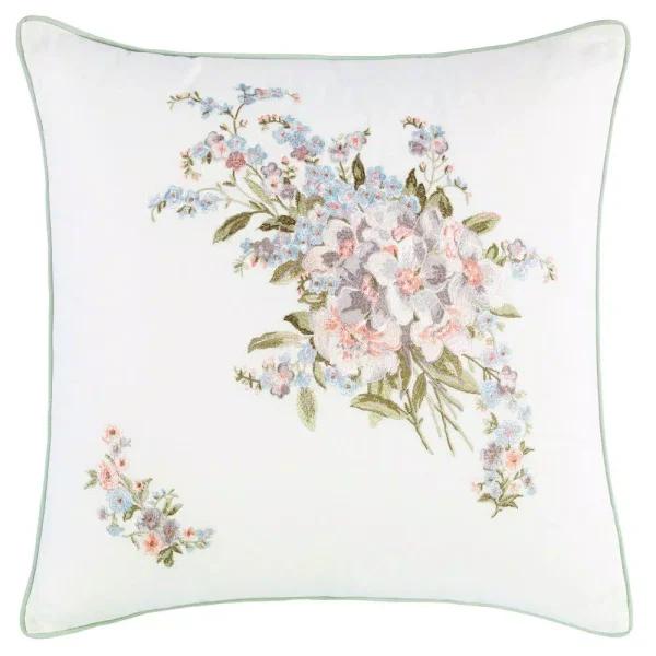 Laura Ashley Harper Green Floral Cotton 18 in. x 18 in. Throw Pillow