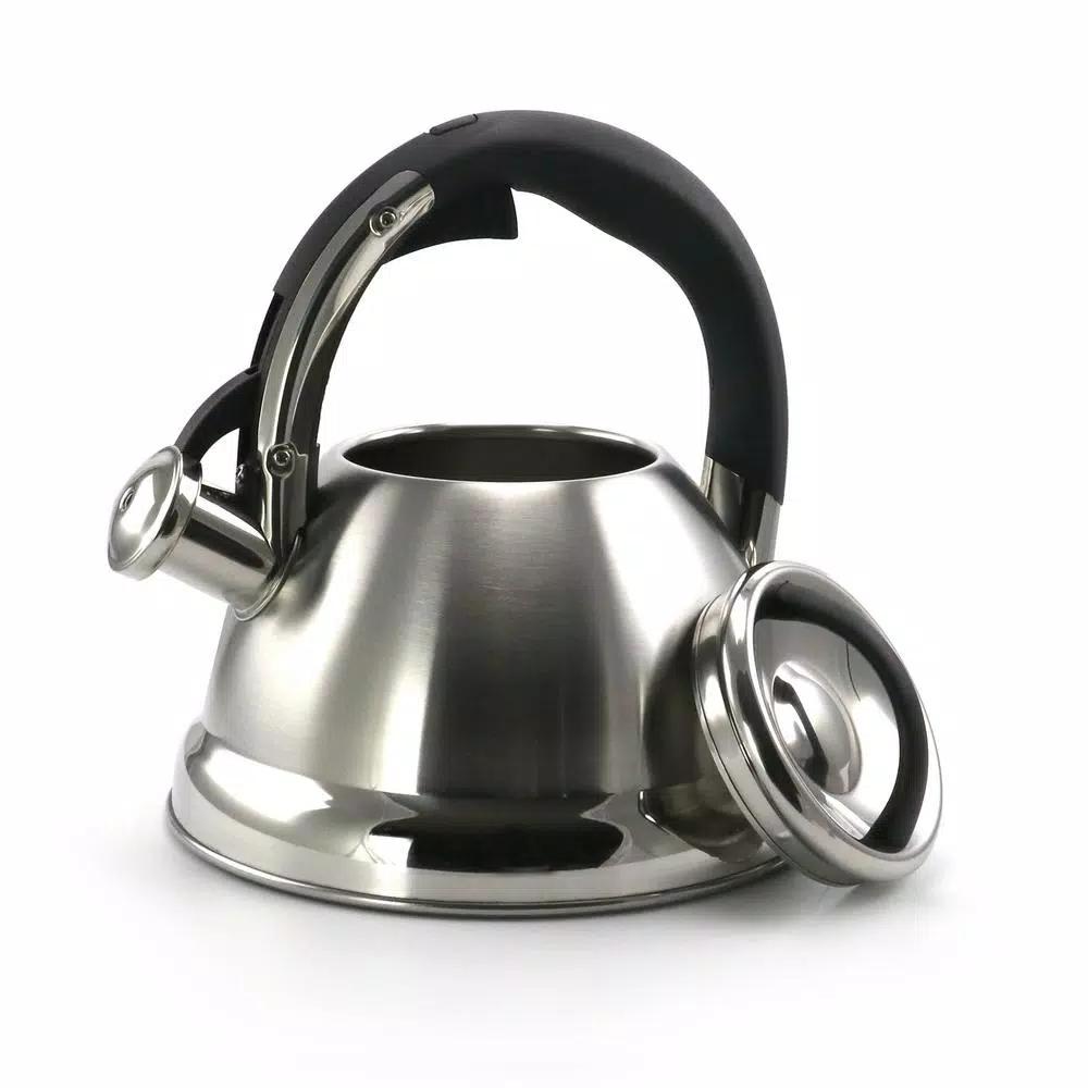 Mr. Coffee 2 Qt. Stainless Steel Whistling Tea Kettle with Cool-Touch Nylon Handle