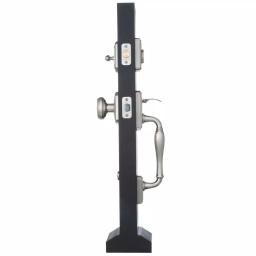 Baldwin Prestige Wesley Single Cylinder Satin Nickel Handleset with Arch Rose Carnaby Knob and SmartKey Security thumbnail 2