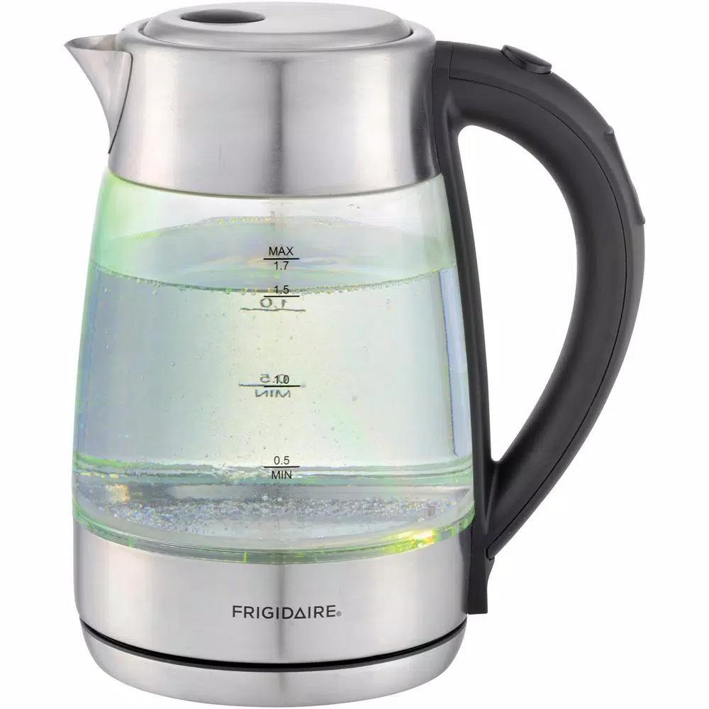 Frigidaire 7.2-Cup Silver Glass Electric Kettle with Digital Temperature Control