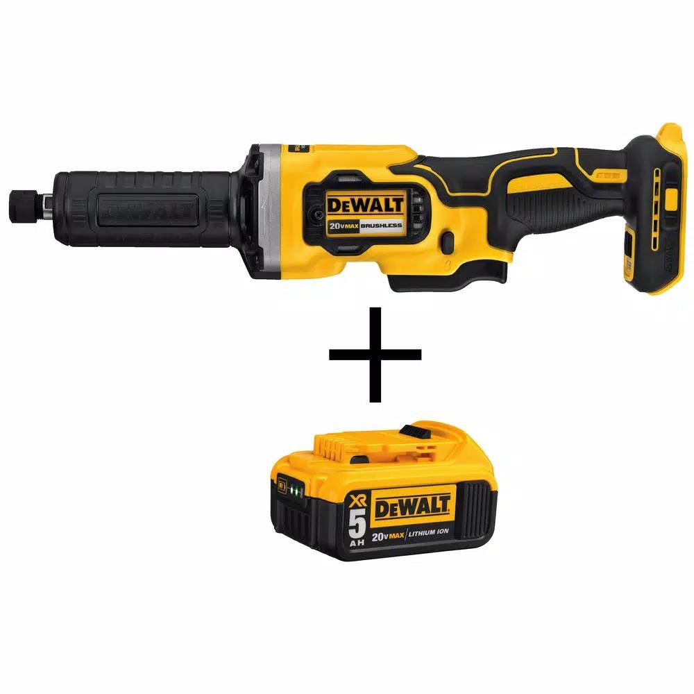 DEWALT 20V MAX Cordless Brushless 1-1/2 in. Variable Speed Die Grinder Kit with 5.0 Ah Battery