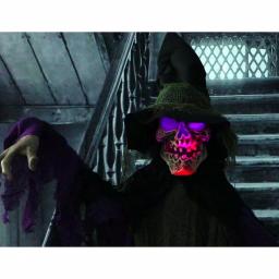 Haunted Hill Farm 6 ft. Animated Skeleton Witch Halloween Prop with Multi-Color Light Effects thumbnail 12